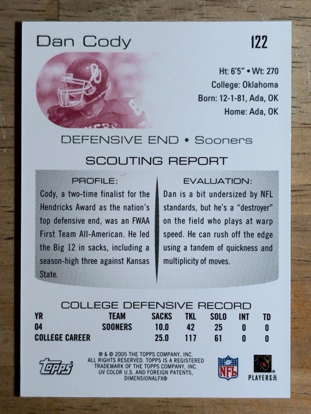 2005 Topps Draft Picks and Prospects Chrome #122 Dan Cody