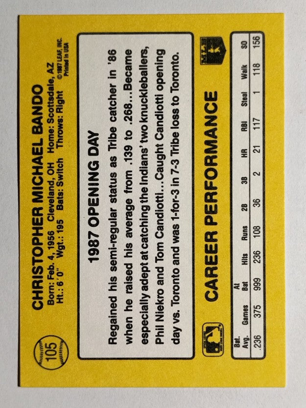 1987 Donruss Opening Day #105 Chris Bando