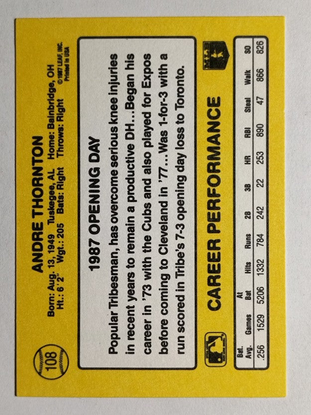 1987 Donruss Opening Day #108 Andre Thornton