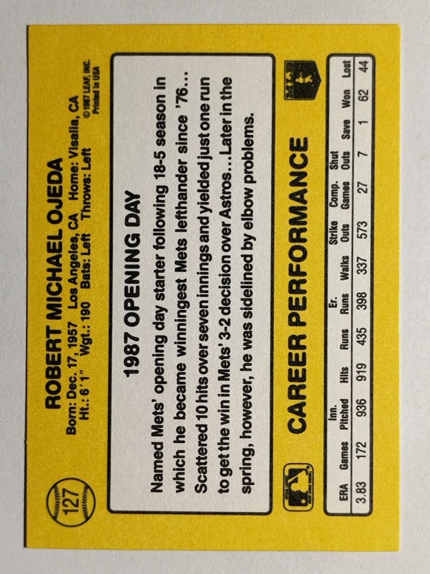 1987 Donruss Opening Day #127 Bob Ojeda