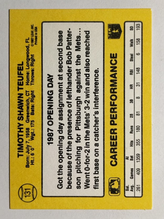 1987 Donruss Opening Day #131 Tim Teufel