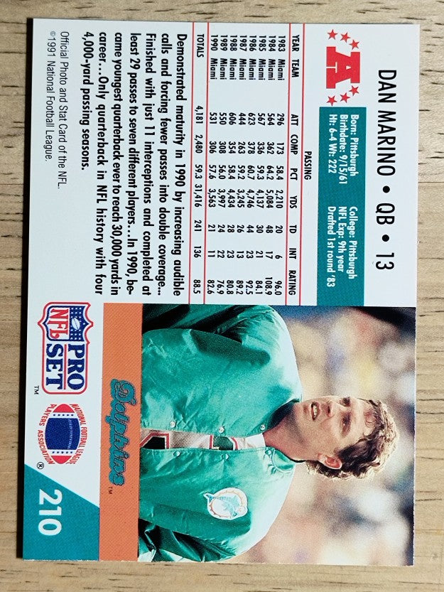 1991 Pro Set #210 Dan Marino