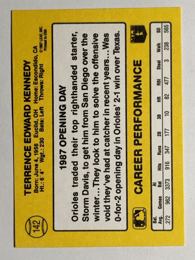 1987 Donruss Opening Day #142 Terry Kennedy