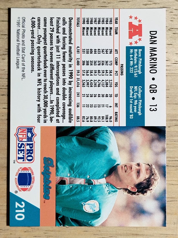 1991 Pro Set #210 Dan Marino