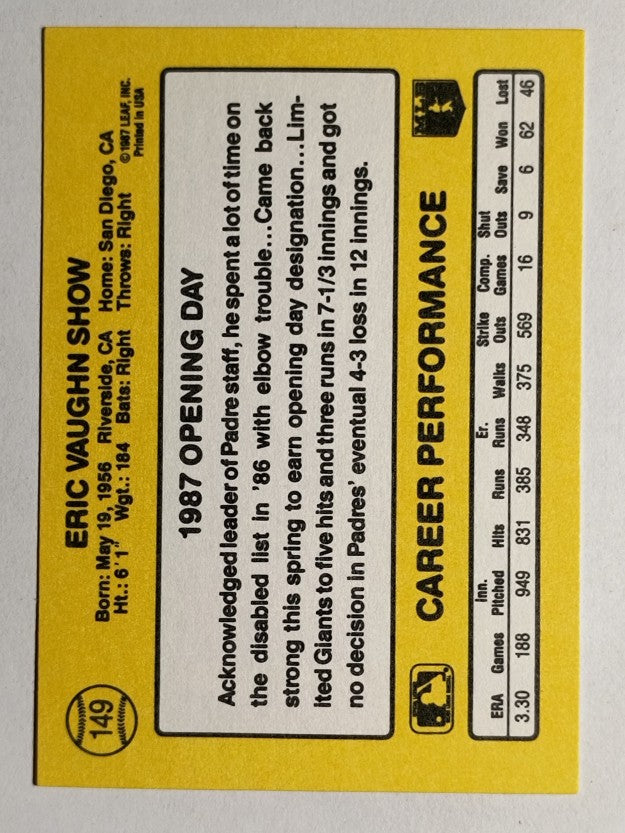 1987 Donruss Opening Day #149 Eric Show