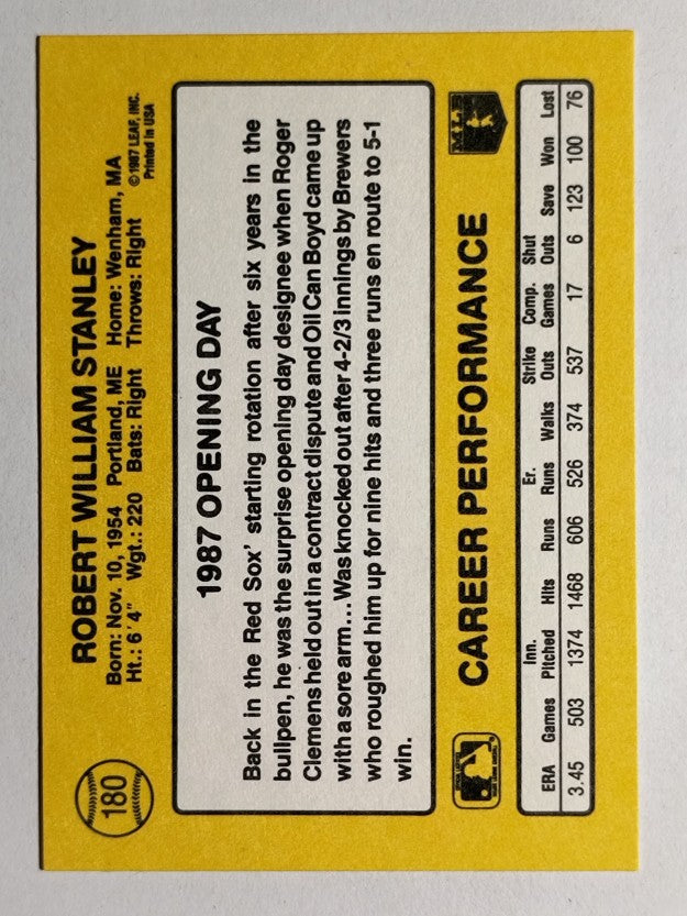 1987 Donruss Opening Day #180 Bob Stanley