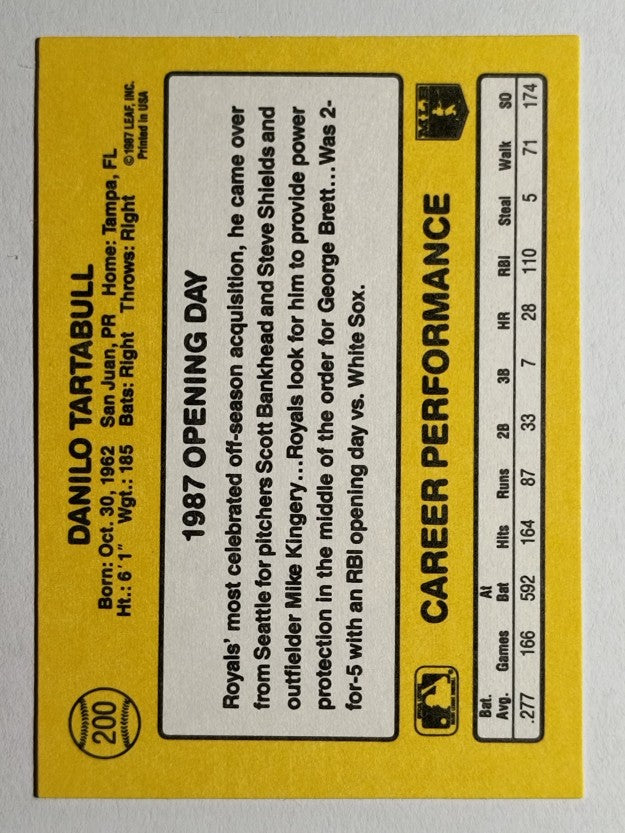 1987 Donruss Opening Day #200 Danny Tartabull