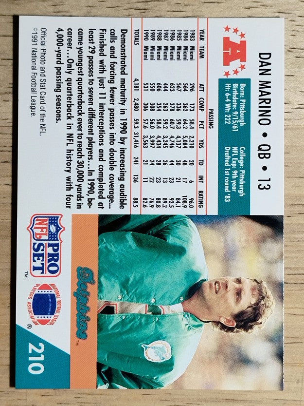 1991 Pro Set #210 Dan Marino