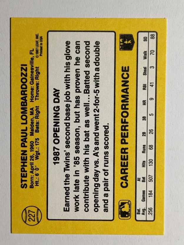 1987 Donruss Opening Day #227 Steve Lombardozzi