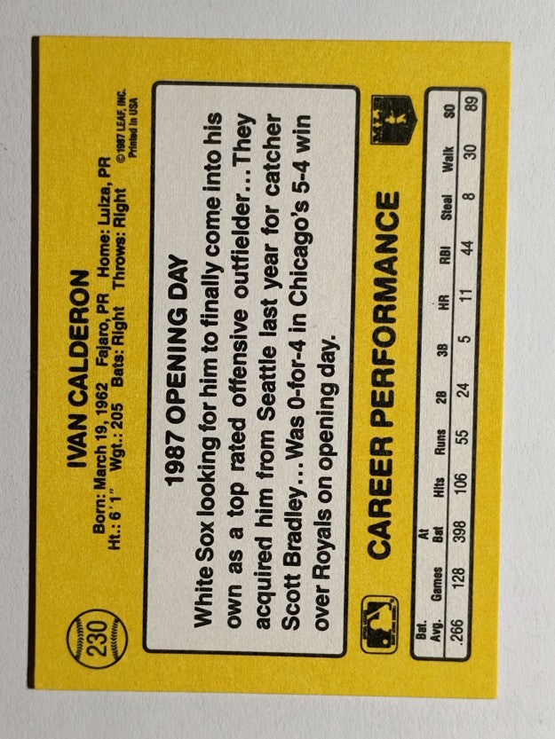 1987 Donruss Opening Day #230 Ivan Calderon