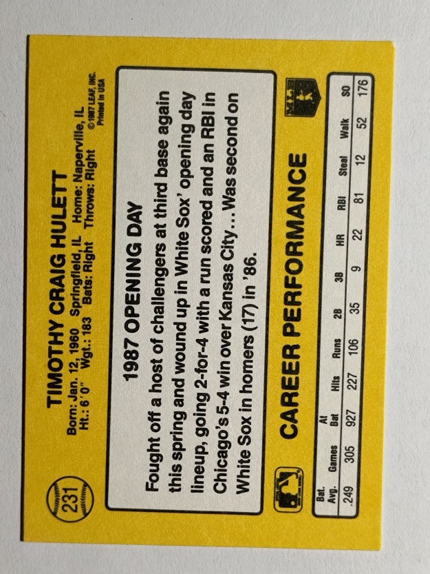 1987 Donruss Opening Day #231 Tim Hulett