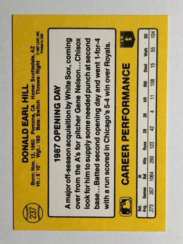 1987 Donruss Opening Day #237 Donnie Hill