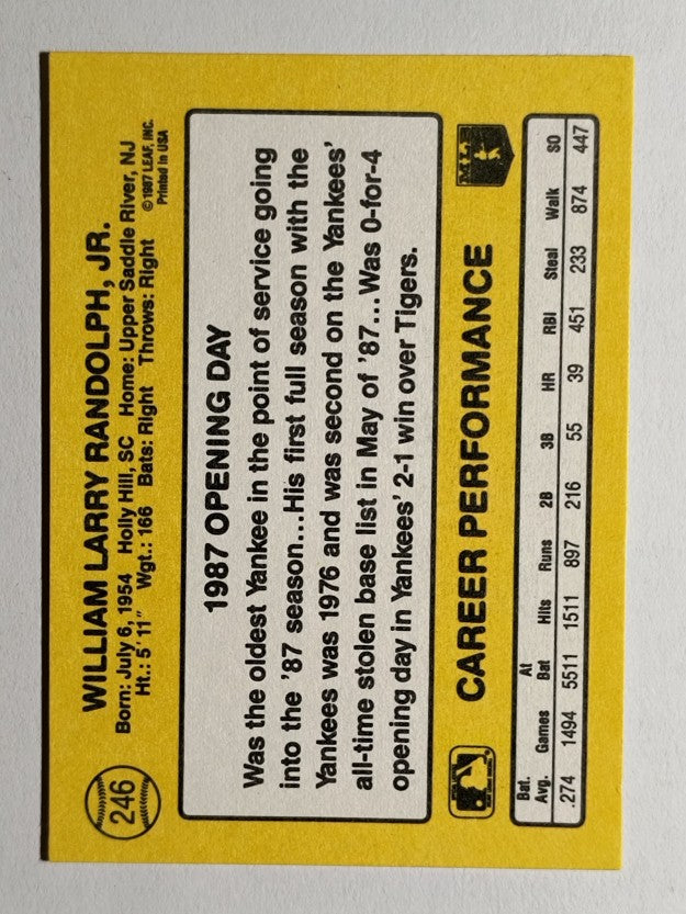 1987 Donruss Opening Day #246 Willie Randolph