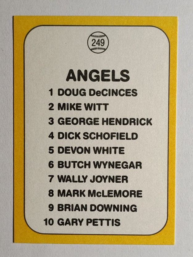 1987 Donruss Opening Day #249 Angels Logo