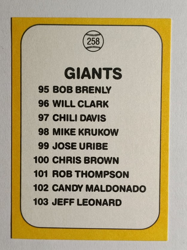 1987 Donruss Opening Day #258 Giants Logo