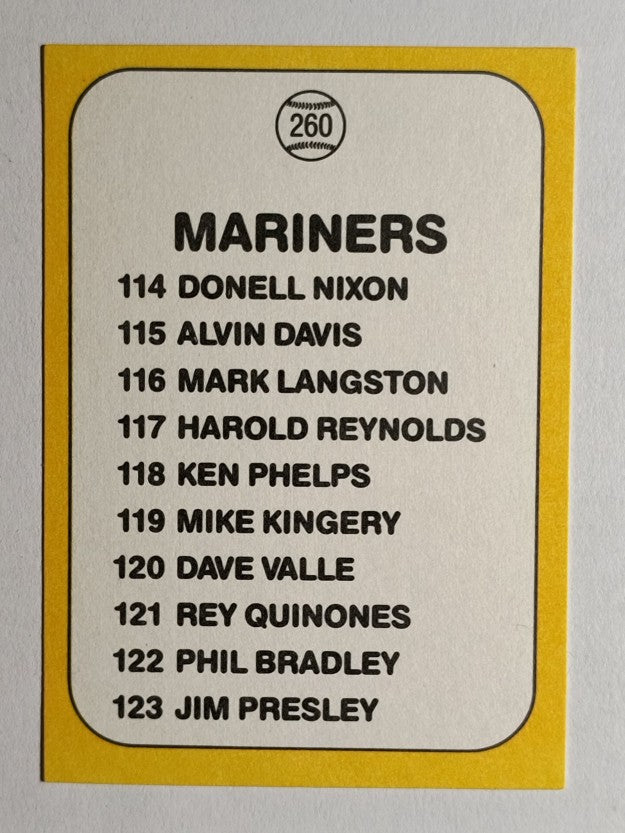 1987 Donruss Opening Day #260 Mariners Logo