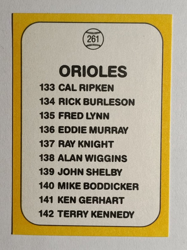 1987 Donruss Opening Day #261 Orioles Logo