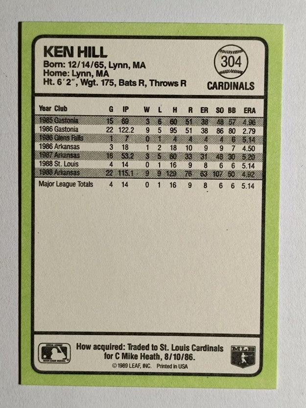 1989 Donruss Baseball's Best #304 Ken Hill