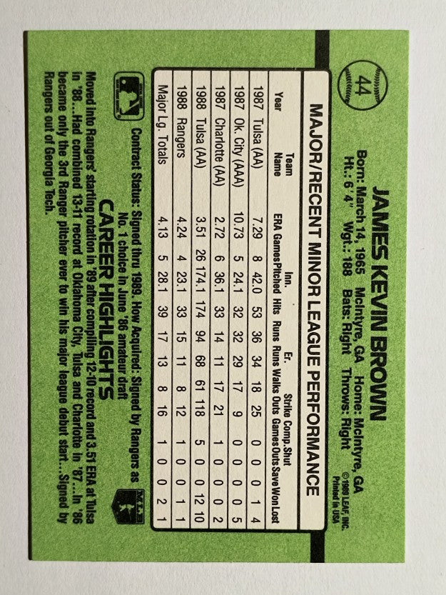 1989 Donruss Rookies #44 Kevin Brown