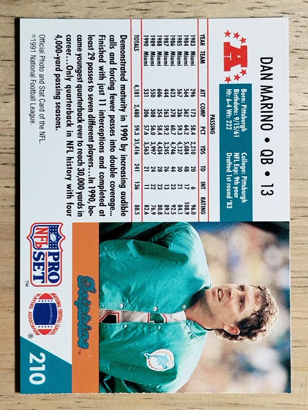 1991 Pro Set #210 Dan Marino