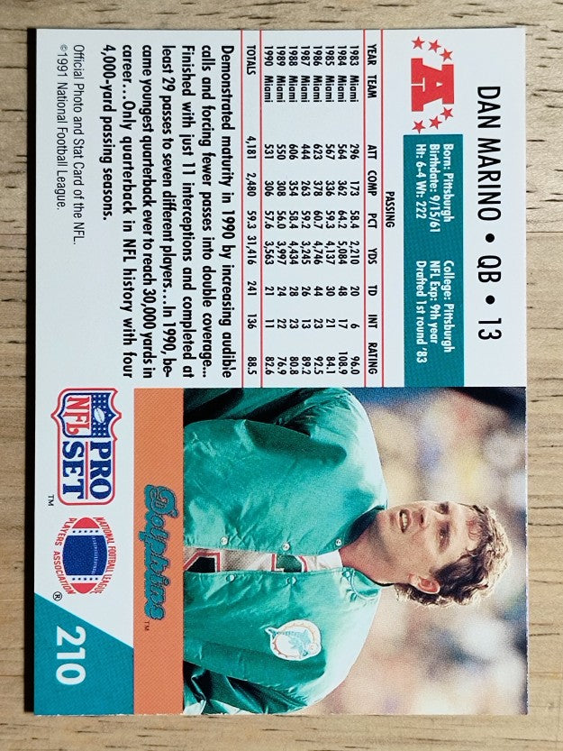 1991 Pro Set #210 Dan Marino