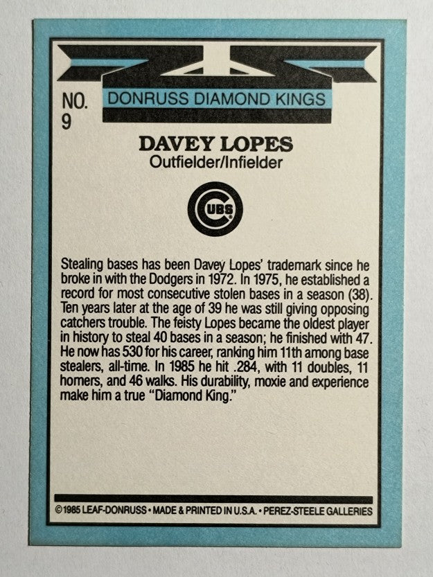 1986 Donruss #9 Dave Lopes DK