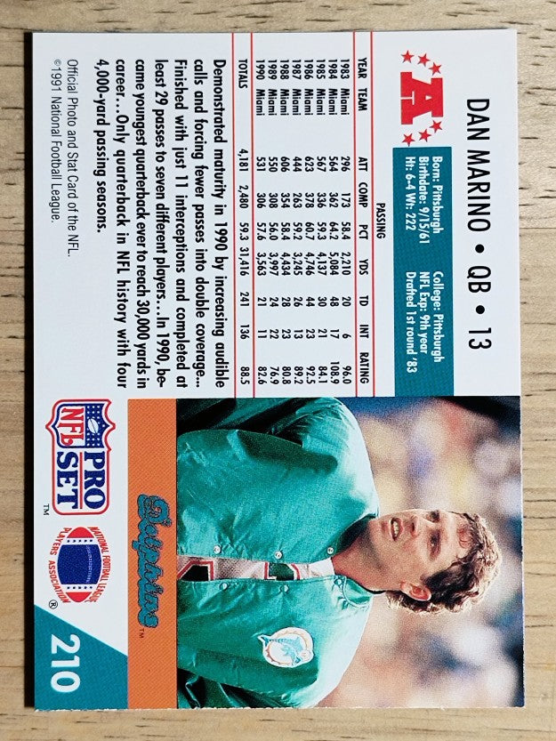 1991 Pro Set #210 Dan Marino