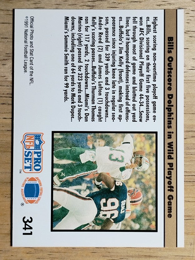 1991 Pro Set #341A Highest Scoring REP/NFLPA logo on back
