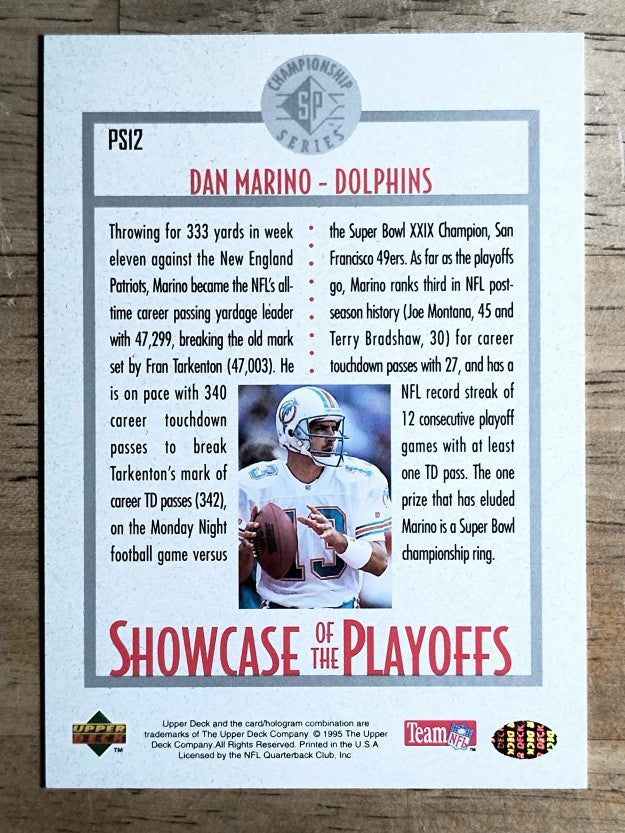 1995 SP Championship Playoff Showcase #PS12 Dan Marino