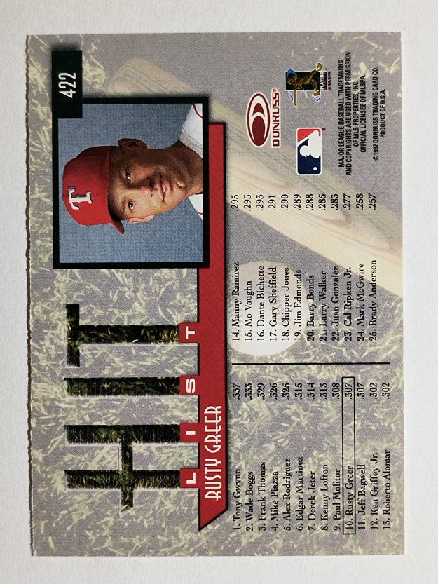 1997 Donruss #422 Rusty Greer HIT