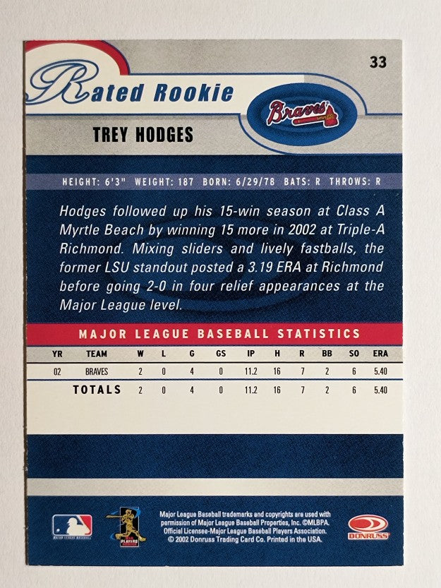 2003 Donruss #33 Trey Hodges RR