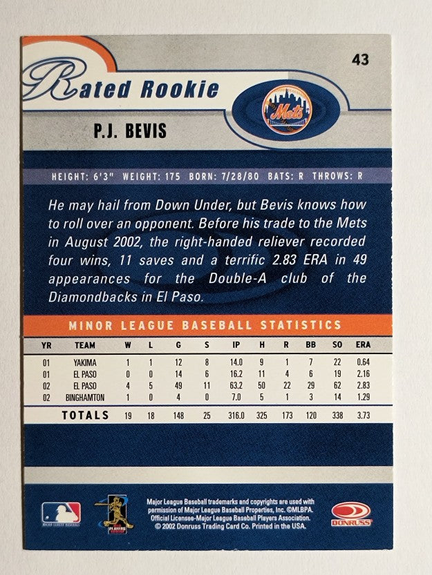 2003 Donruss #43 P.J. Bevis RR