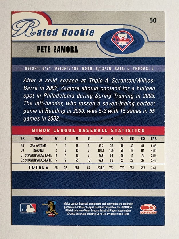 2003 Donruss #50 Pete Zamora RR