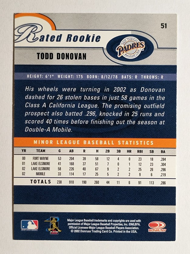 2003 Donruss #51 Todd Donovan RR