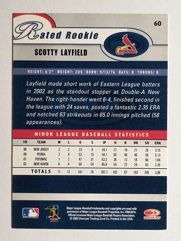 2003 Donruss #60 Scotty Layfield RR