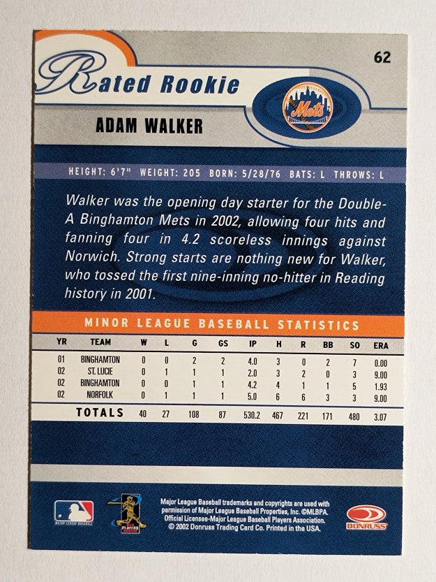 2003 Donruss #62 Adam Walker RR