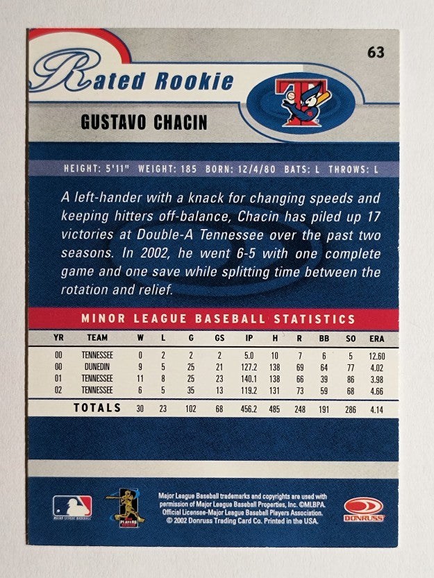 2003 Donruss #63 Gustavo Chacin RR