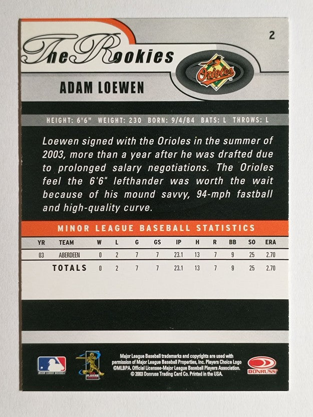 2003 Donruss Rookies #2 Adam Loewen RC