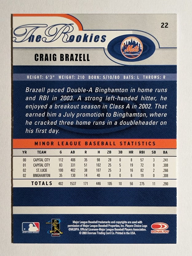 2003 Donruss Rookies #22 Craig Brazell RC