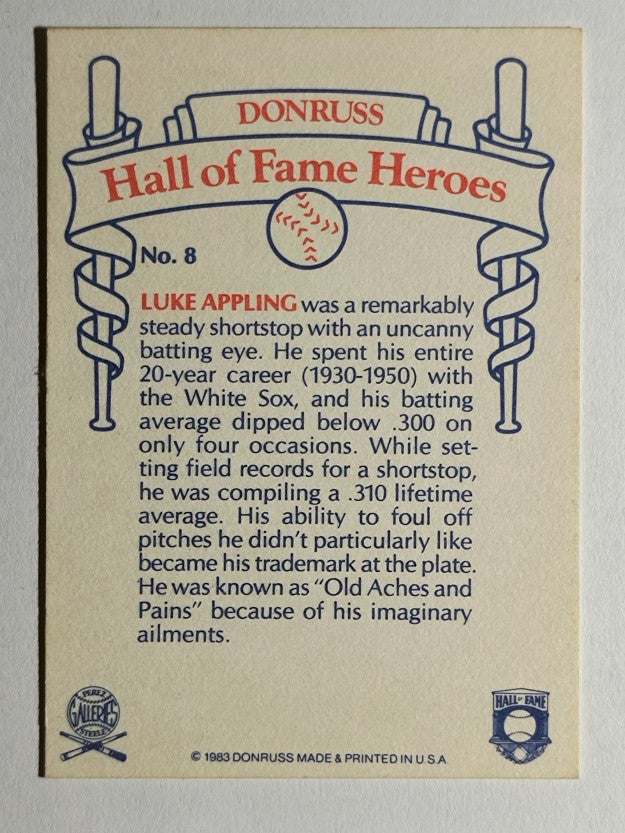 1983 Donruss HOF Heroes #8 Luke Appling