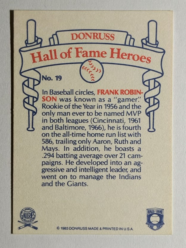 1983 Donruss HOF Heroes #19 Frank Robinson