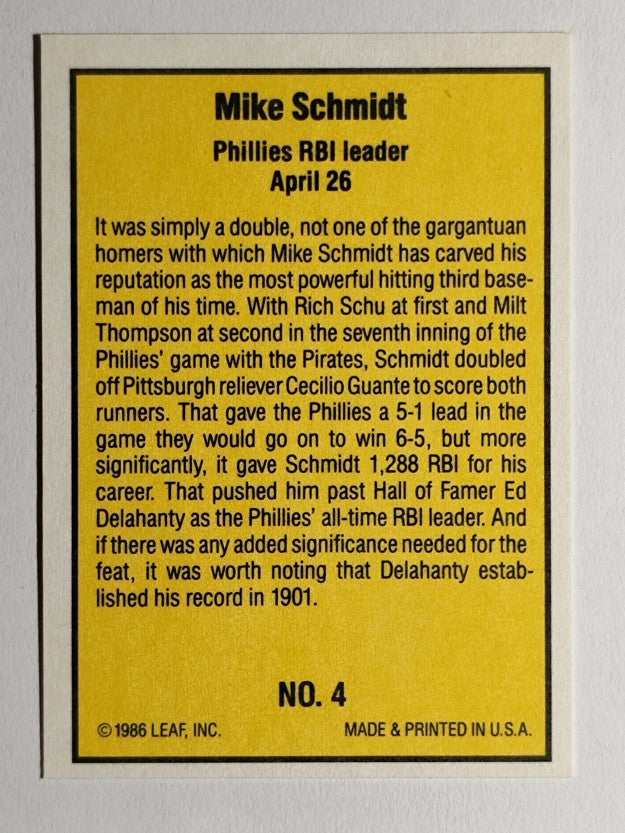 1986 Donruss Highlights #4 Mike Schmidt
