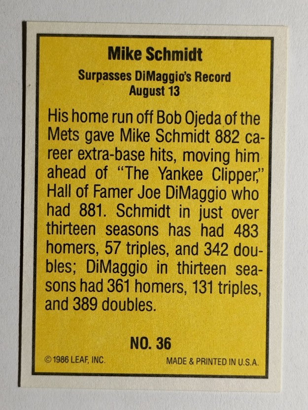 1986 Donruss Highlights #36 Mike Schmidt