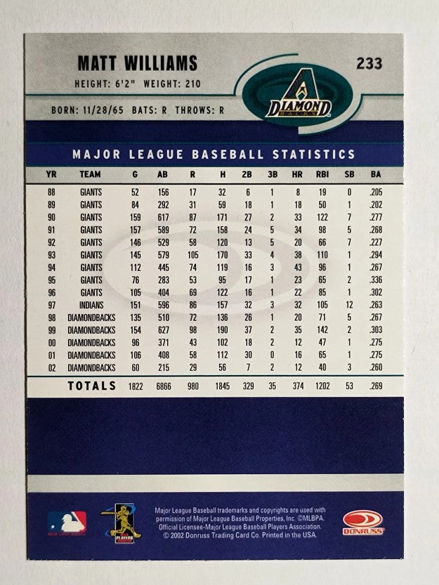 2003 Donruss #233 Matt Williams