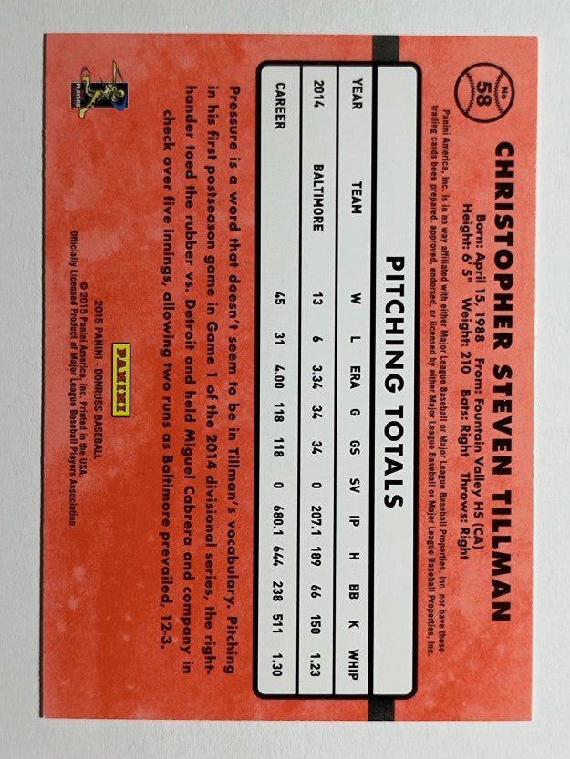 2015 Donruss #58 Chris Tillman
