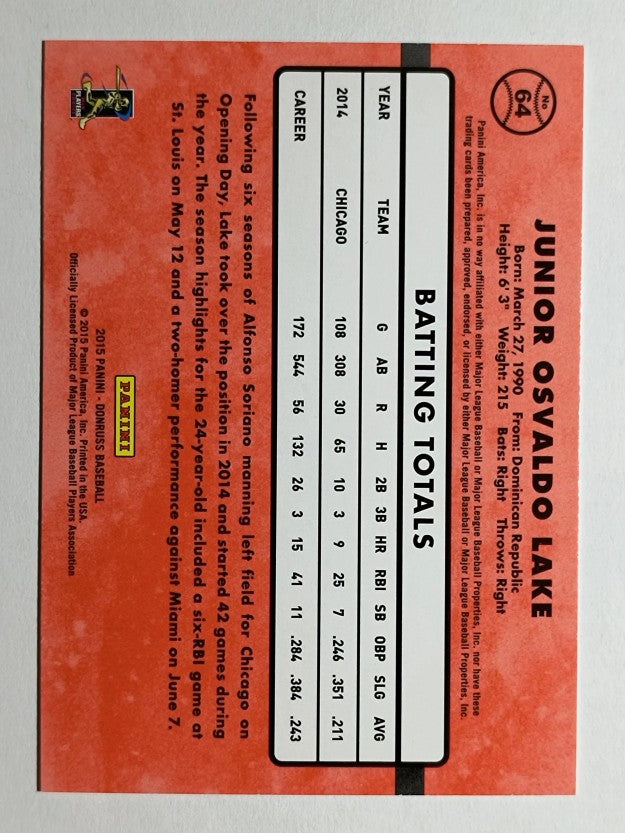 2015 Donruss #64 Junior Lake