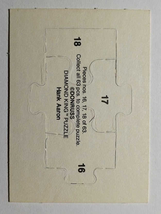 1986 Donruss Hank Aaron Puzzle #16 Aaron Puzzle 16-18