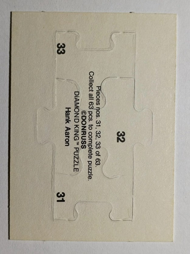 1986 Donruss Hank Aaron Puzzle #31 Aaron Puzzle 29-31
