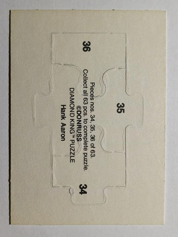 1986 Donruss Hank Aaron Puzzle #34 Aaron Puzzle 34-36