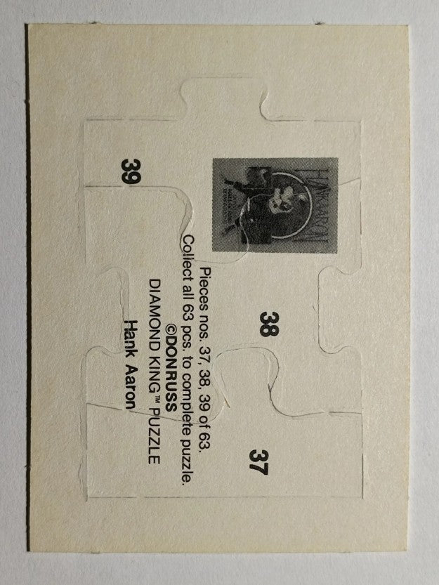 1986 Donruss Hank Aaron Puzzle #37 Aaron Puzzle 37-39